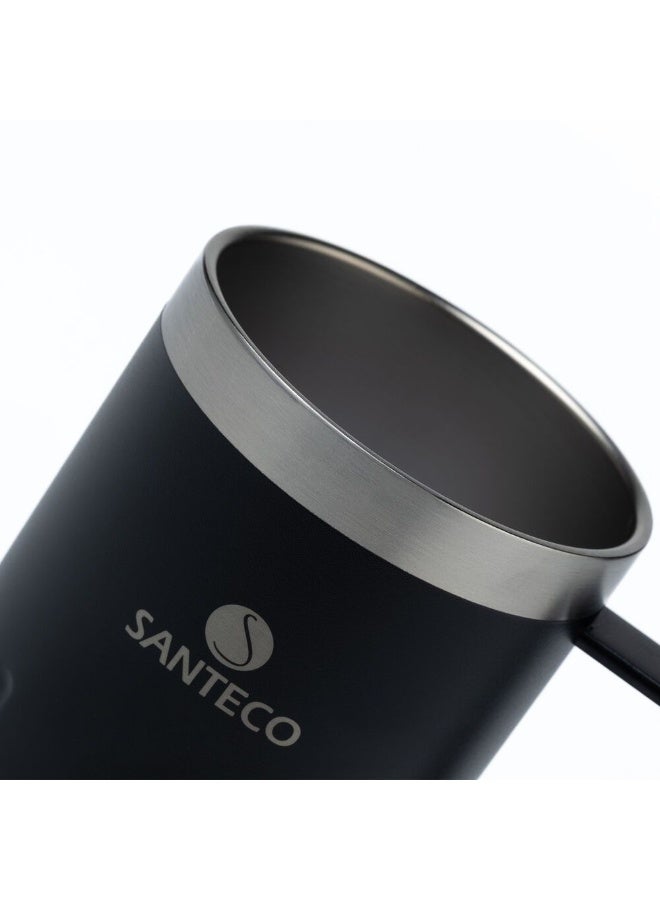 SANTECO كوب سانتيكو كيمي II سعة 350 مل - كوب سفر أنيق من الفولاذ المقاوم للصدأ، زجاجة ماء معزولة للمشروبات الساخنة والباردة، مثالي للاستخدام في المنزل والمكتب - أسود كربوني - Image 4
