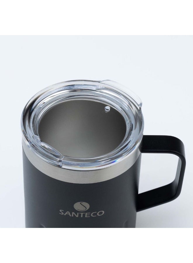 SANTECO كوب سانتيكو كيمي II سعة 350 مل - كوب سفر أنيق من الفولاذ المقاوم للصدأ، زجاجة ماء معزولة للمشروبات الساخنة والباردة، مثالي للاستخدام في المنزل والمكتب - أسود كربوني - Image 5