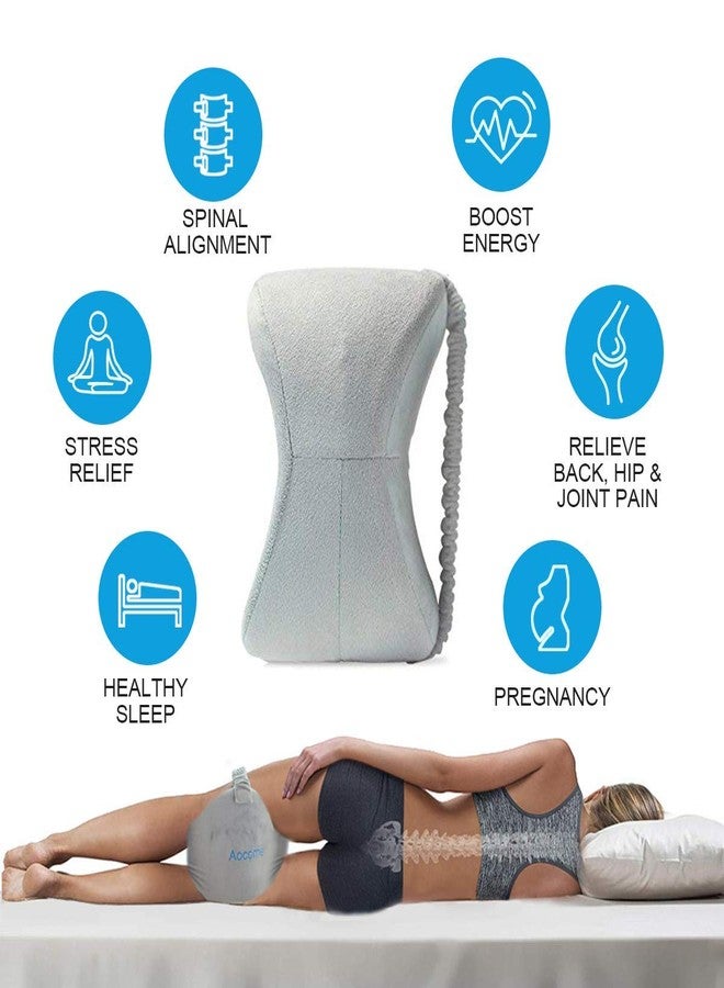 METRON- Leg & Knee Spacer Pillow for Side Sleepers | Helps in Back & Sciatic Nerve Pain Relief | During Pregnancy Helps in Leg Joint Pain | Soft Memory Foam | Color White - Image 4