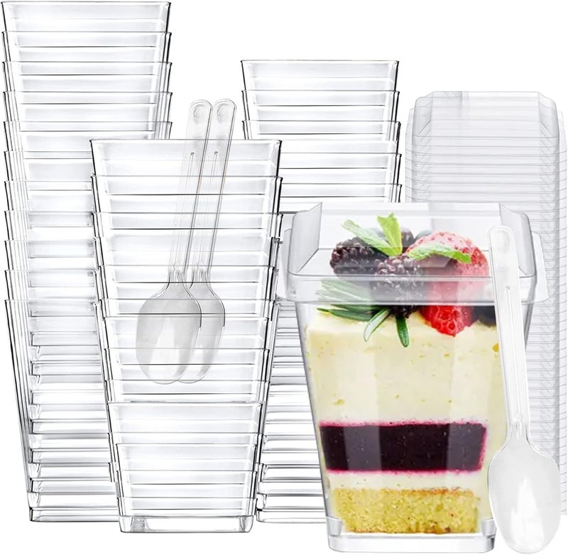 Crystry 50 Pack 5 oz Mini Dessert Cups with Lids & Spoons – Reusable Parfait & Appetizer Cups, Clear Shooter Bowls – Ideal for Baby Shower, Small Parties, Tasting, Mousse, Pudding – BPA-Free & Recyclable - Image 1