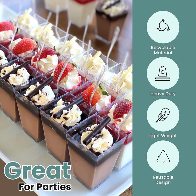 Crystry 50 Pack 5 oz Mini Dessert Cups with Lids & Spoons – Reusable Parfait & Appetizer Cups, Clear Shooter Bowls – Ideal for Baby Shower, Small Parties, Tasting, Mousse, Pudding – BPA-Free & Recyclable - Image 5