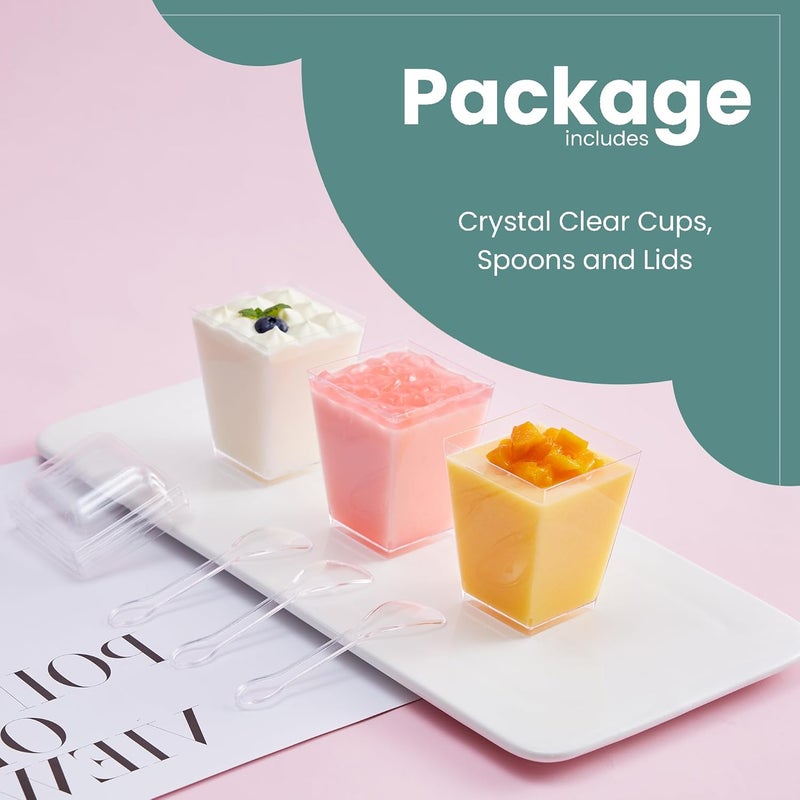 Crystry 50 Pack 5 oz Mini Dessert Cups with Lids & Spoons – Reusable Parfait & Appetizer Cups, Clear Shooter Bowls – Ideal for Baby Shower, Small Parties, Tasting, Mousse, Pudding – BPA-Free & Recyclable - Image 2