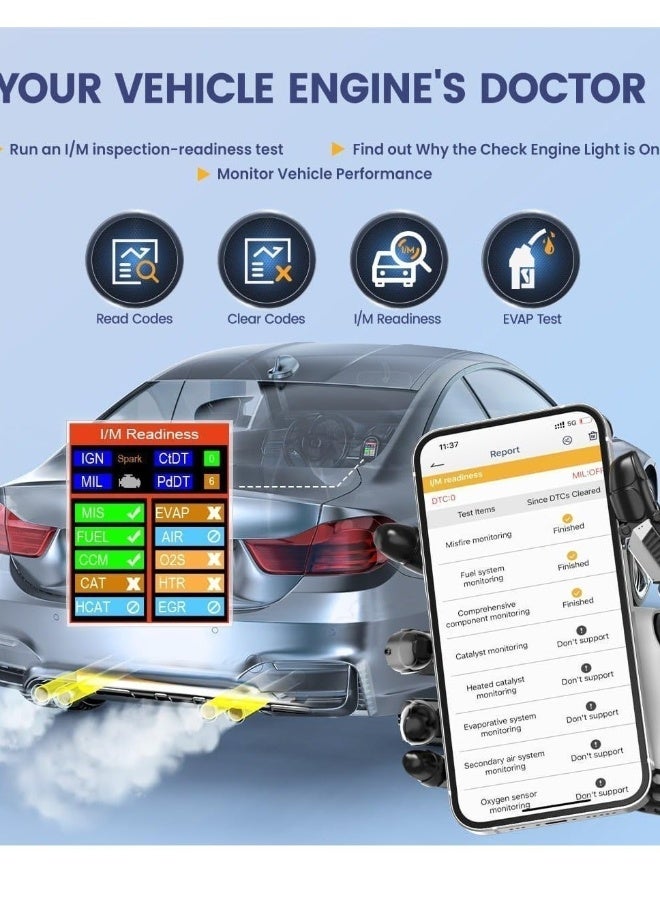 Ancel BD310 OBD2 Scanner Diagnostic Tool - 3 in 1 OBD2 Scanner Bluetooth - App Based OBDII Scan Tool for Android & iPhone - Check Engine Light Code Reader - Wired, Bluetooth, and Heads-up Display - Image 2