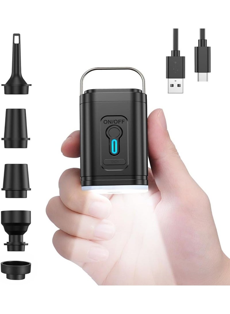 Relex Electric Air Pump Mini Inflator Deflator Air Pump with 5 Nozzles & LED Camping Light, Quick Fill 2400mAh Rechargeable Pump for Air Mattress Bed Swimming Ring Pool Floats Inflatable Cushion, Vacuum Bag - Image 1