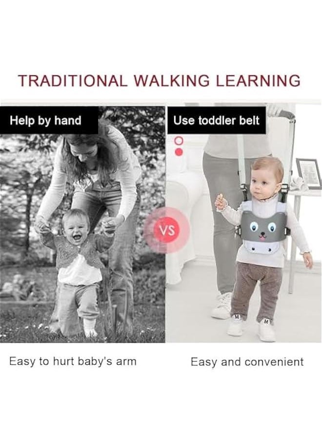 MIXDE Baby Walker, Toddler Walking Harness with Handheld Support - Adjustable Learning Assistant for Children 7-24 Months - Protective Belt for Safe Standing & Walking (Grey)  - Image 4