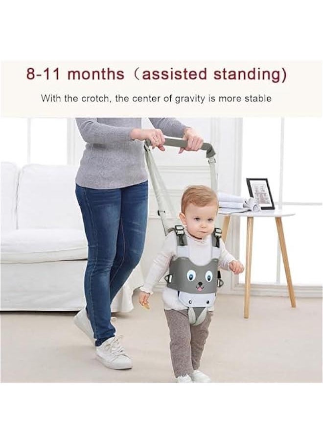 MIXDE Baby Walker, Toddler Walking Harness with Handheld Support - Adjustable Learning Assistant for Children 7-24 Months - Protective Belt for Safe Standing & Walking (Grey)  - Image 5