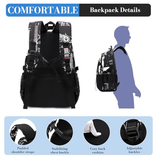 GUSTAVEÂ® Waterproof 32L Teen Backpack Durable Nylon School Bag Fits 15.6" Laptop, Ergonomic, Large Capacity, MultiPocket Travel Daypack for Boys, Girls & Youth Ages 10-22 - Image 4