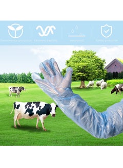 SYOSI 50Pcs Disposable Field Dressing Gloves, 50Pcs Short PVC Gloves, Veterinary Dressing Gutting Long Arm Gloves for Field Dressing Gutting Deer Gardening Painting Full Arm  - Image 3