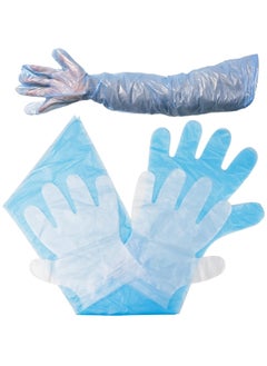 SYOSI 50Pcs Disposable Field Dressing Gloves, 50Pcs Short PVC Gloves, Veterinary Dressing Gutting Long Arm Gloves for Field Dressing Gutting Deer Gardening Painting Full Arm  - Image 1