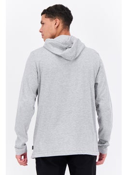French Connection Men Hooded Long Sleeves Brand Logo Sweatshirt, Grey  - Image 3