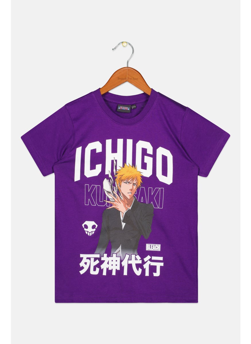 Bleach Kids Boy Crew Neck Short Sleeve Printed T-Shirt, Purple  - Image 1