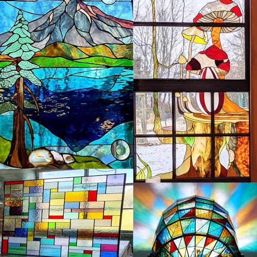 PALJOLLY 24 Sheets Stained Glass Sheet Rainbow Colors, 6 x 4 inches Cathedral Glass Mosaic Tiles for Crafts, Stained Glass Supplies for Stained Glass or Mosaic Work - Image 5