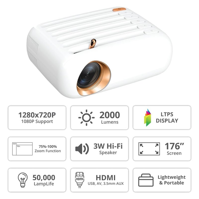 BIGASUO جهاز عرض ميني مع واي فاي 5G وبلوتوث، جهاز عرض محمول يدعم 1080P 120ANSI، جهاز عرض أفلام بلوتوث لغرفة النوم/في الهواء الطلق، متوافق مع iOS/Android/لابتوب (BGP9) - Image 5