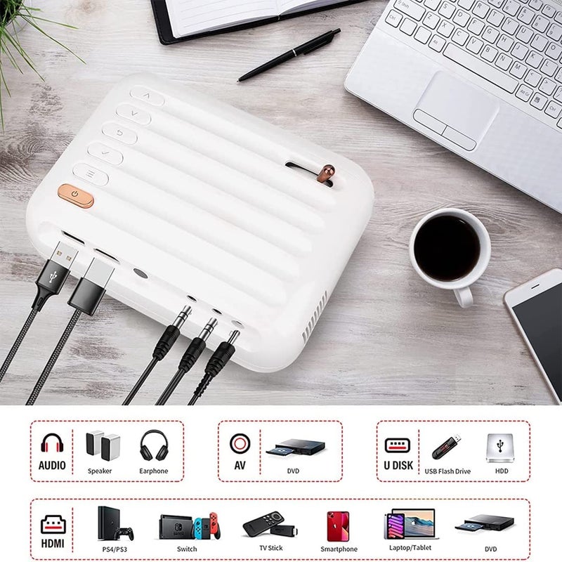 BIGASUO جهاز عرض ميني مع واي فاي 5G وبلوتوث، جهاز عرض محمول يدعم 1080P 120ANSI، جهاز عرض أفلام بلوتوث لغرفة النوم/في الهواء الطلق، متوافق مع iOS/Android/لابتوب (BGP9) - Image 4