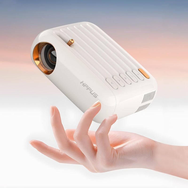 BIGASUO جهاز عرض ميني مع واي فاي 5G وبلوتوث، جهاز عرض محمول يدعم 1080P 120ANSI، جهاز عرض أفلام بلوتوث لغرفة النوم/في الهواء الطلق، متوافق مع iOS/Android/لابتوب (BGP9) - Image 1
