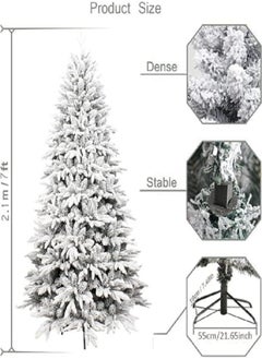 White Christmas Tree Snow 7ft Flocked Spruce Snowy Holiday Xmas Tree for Home and Office 210cm Tall with 1100 Full Branches Tips,Easy Assembly,Metal Stand - pzsku/ZFE4BFBD3DF67BCF0C004Z/45/_/1731781894/8b53e494-d2a2-42c0-9964-9498df9cecf1