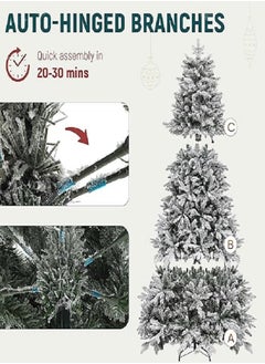 White Christmas Tree Snow 7ft Flocked Spruce Snowy Holiday Xmas Tree for Home and Office 210cm Tall with 1100 Full Branches Tips,Easy Assembly,Metal Stand - pzsku/ZFE4BFBD3DF67BCF0C004Z/45/_/1731781904/c5dda464-34b2-4d10-b67b-252c9c53ef71