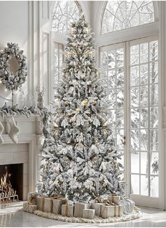 White Christmas Tree Snow 7ft Flocked Spruce Snowy Holiday Xmas Tree for Home and Office 210cm Tall with 1100 Full Branches Tips,Easy Assembly,Metal Stand - pzsku/ZFE4BFBD3DF67BCF0C004Z/45/_/1731781915/0f303633-187d-475e-bbc6-1657ebca1dbb