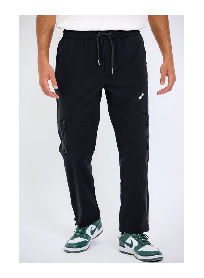 WHITE RABBIT Slip On Plain Black Practical Joggers  - Image 1