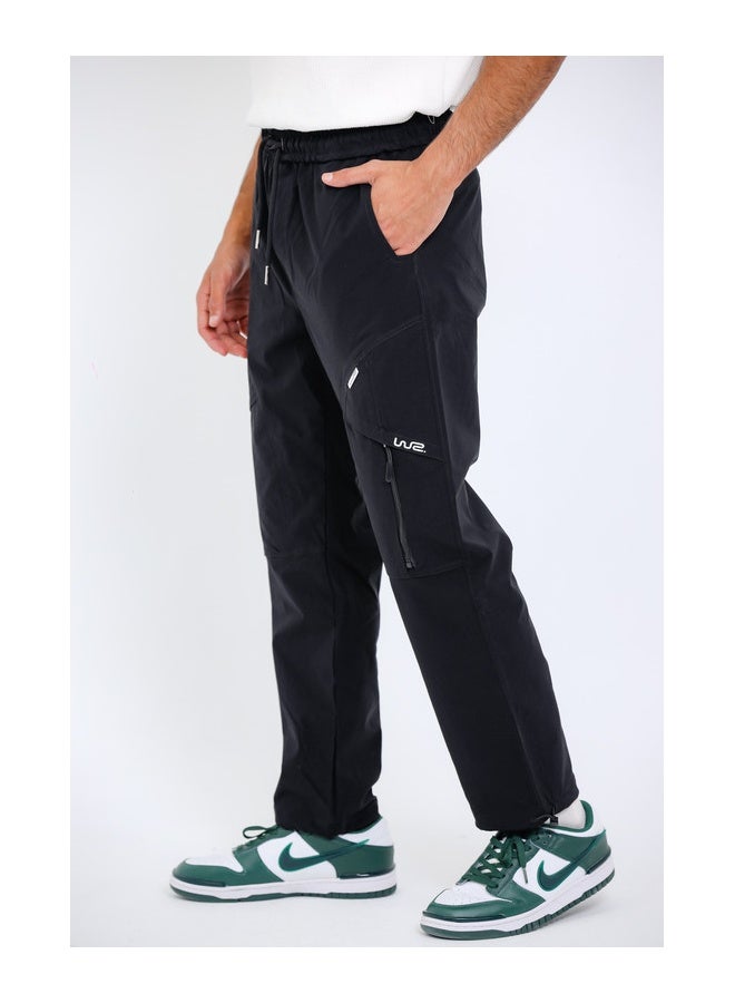 WHITE RABBIT Slip On Plain Black Practical Joggers  - Image 2