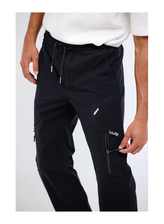WHITE RABBIT Slip On Plain Black Practical Joggers  - Image 4