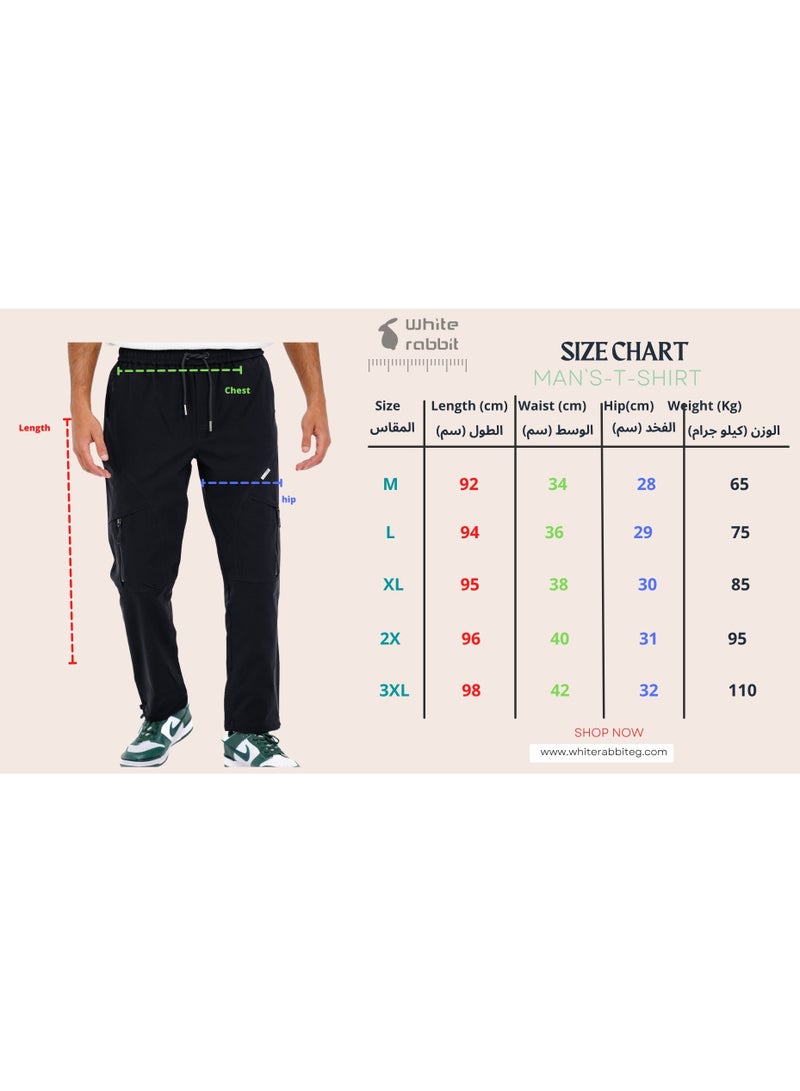 WHITE RABBIT Slip On Plain Black Practical Joggers  - Image 5