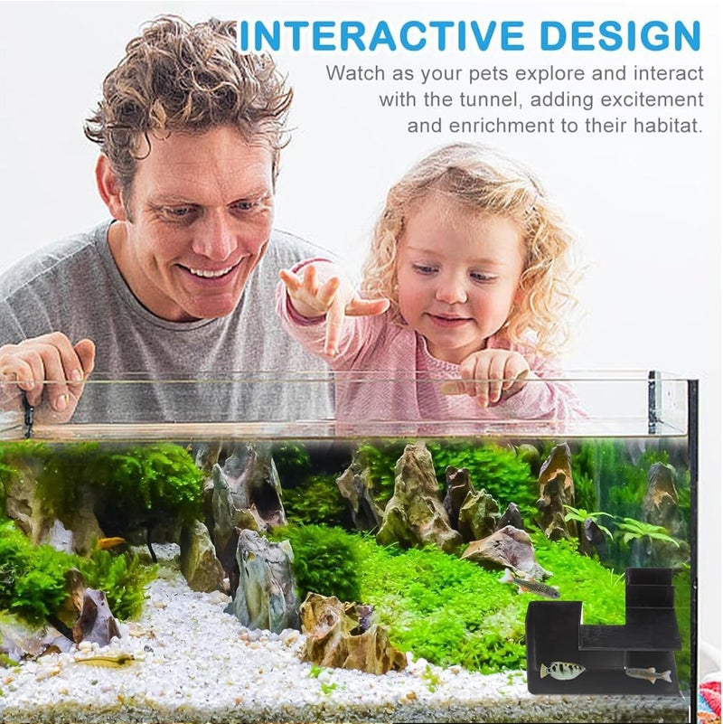 SYOSI Dual-Entrance Aquarium Tunnel, Fish Tank Decoration with 360° Viewing Cave, Shrimp, Betta Fish and Crayfish Hideout, L-Shaped Corner Tunnel, Underwater Aquarium Accessories - Image 3