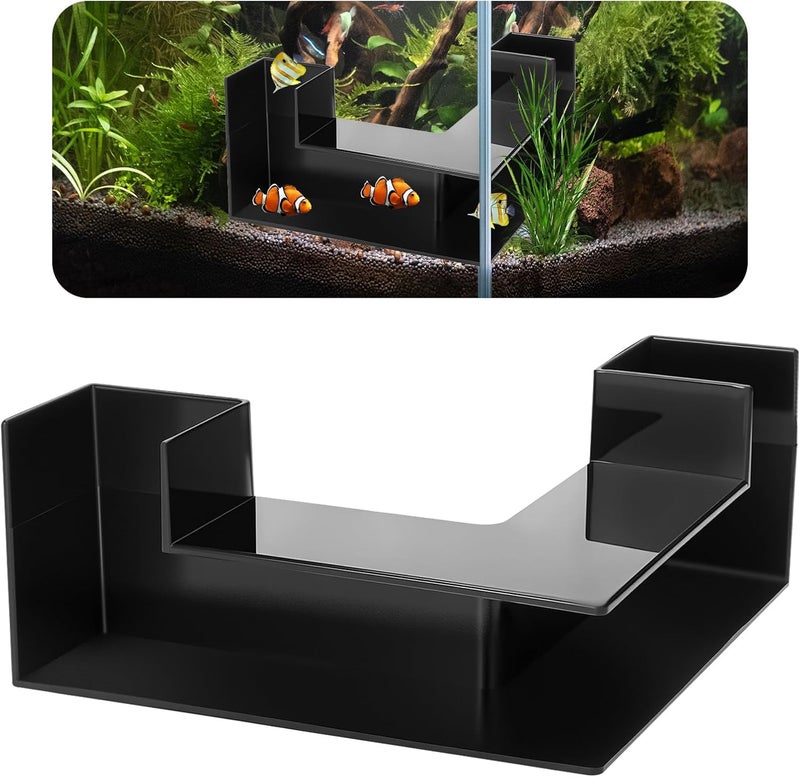 SYOSI Dual-Entrance Aquarium Tunnel, Fish Tank Decoration with 360° Viewing Cave, Shrimp, Betta Fish and Crayfish Hideout, L-Shaped Corner Tunnel, Underwater Aquarium Accessories - Image 1