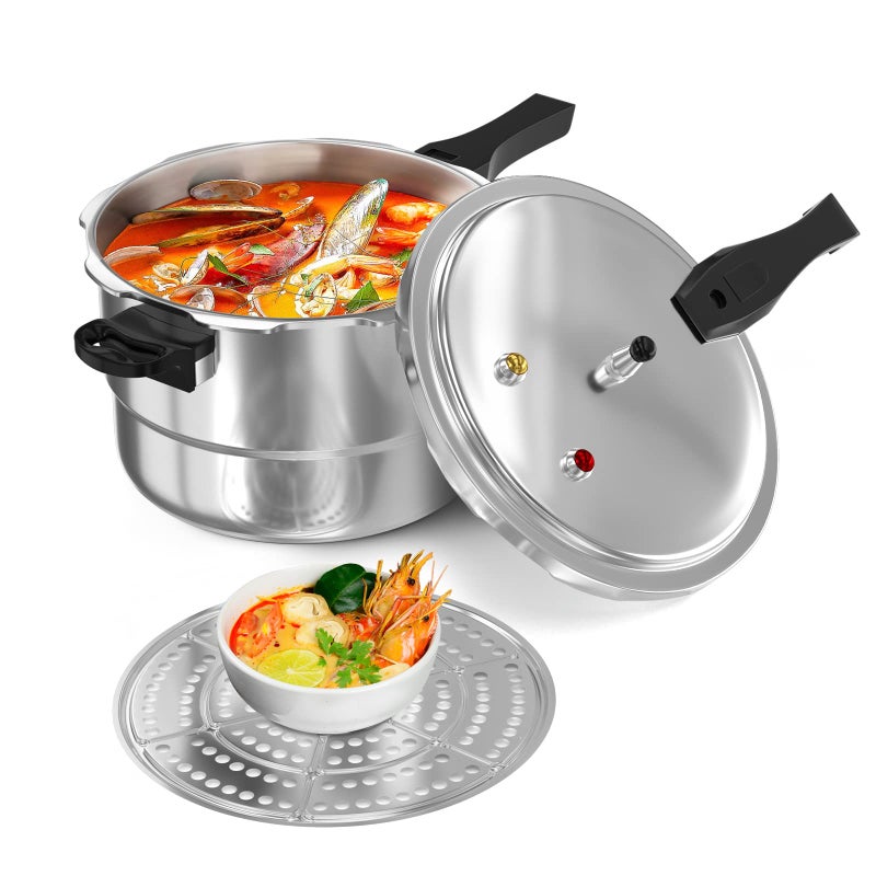 WantJoin 6Qt Aluminum Pressure Cooker wRelease Valve  Multiple Protective DevicesPressure Canner Compatible with Gas  Induction CookerCanner Rack Included
