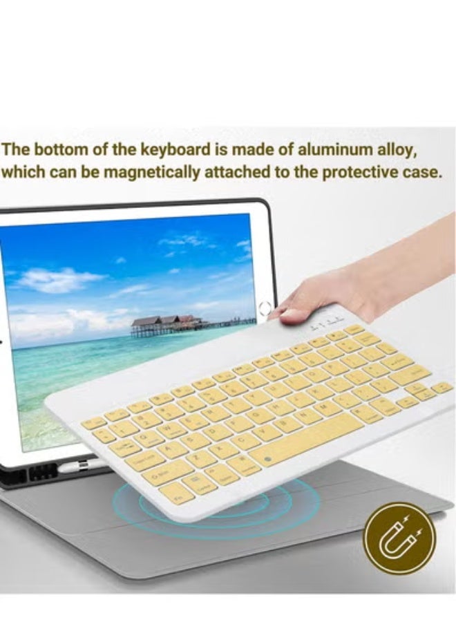 GULFLINK Wireless Bluetooth Rechargeable Keyboard, Multi-Device Universal Bluetooth Keyboard, Portable Keyboard, Suitable for iOS Android, Windows iPad, Tablets MacBook (Yellow) - Image 3