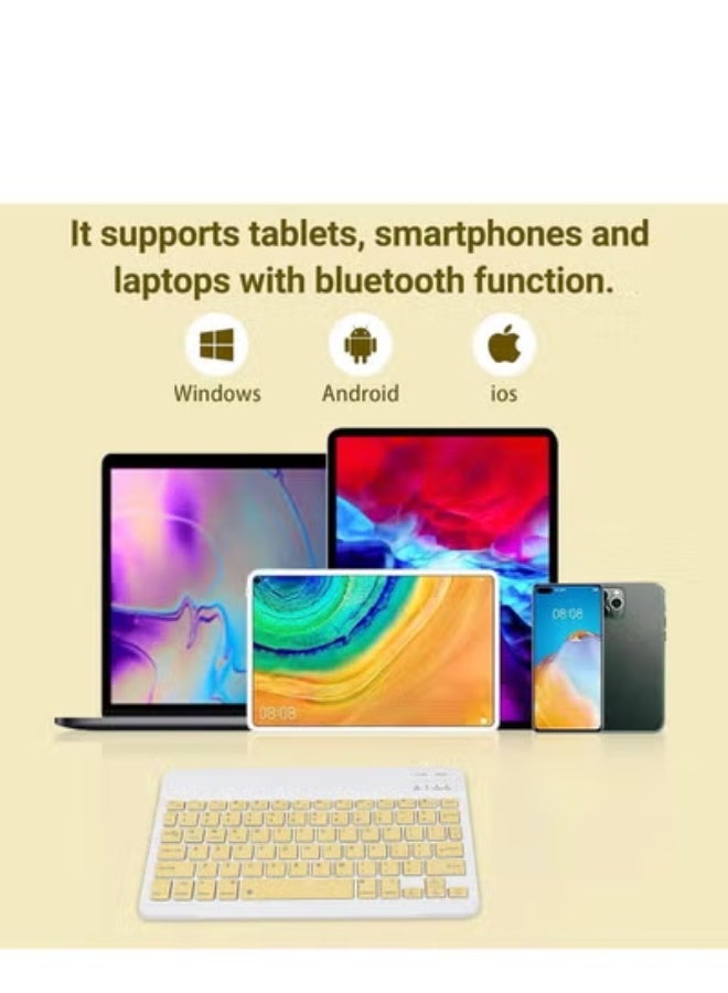 GULFLINK Wireless Bluetooth Rechargeable Keyboard, Multi-Device Universal Bluetooth Keyboard, Portable Keyboard, Suitable for iOS Android, Windows iPad, Tablets MacBook (Yellow) - Image 4