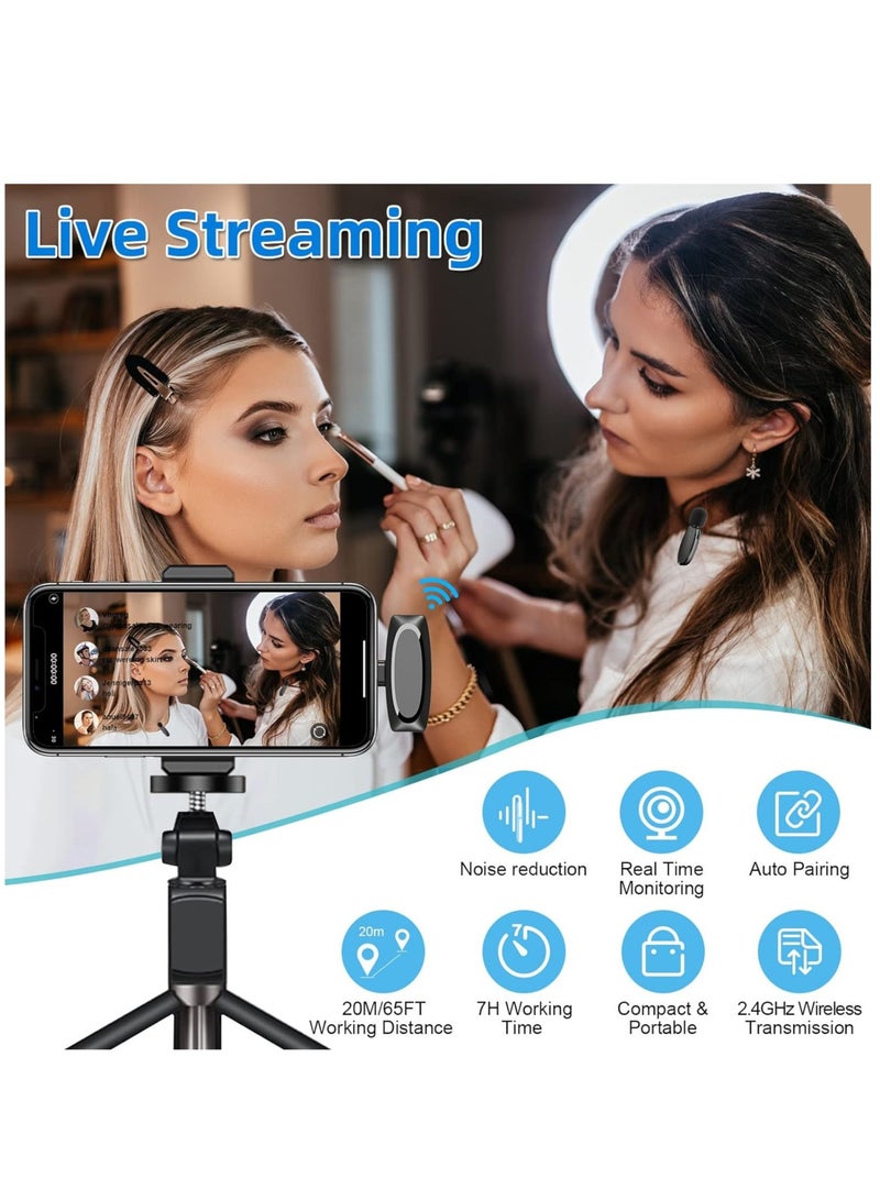 2 Pack Wireless Lavalier Microphone for iPhone Mini Microphone Wireless Mic for iPhone iPad Video Recording Podcast YouTube Facebook TikTok Live Stream Vlog Auto-Sync NO APP or Bluetooth Needed - Image 3