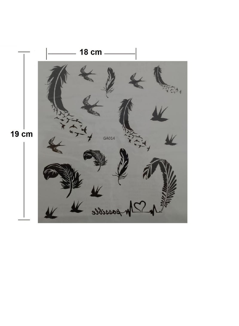 تاتؤ مؤقت على شكل ريشة طائر أسود بأشكال جذابة - Image 2