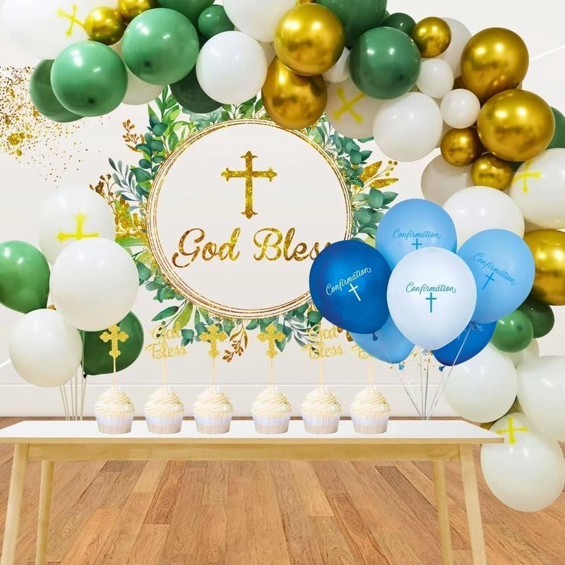 Unique Fancy Blue Cross Confirmation Latex Balloons  12 Pack of 8  Elegant Party Decor for a Blessed Celebration - Image 3