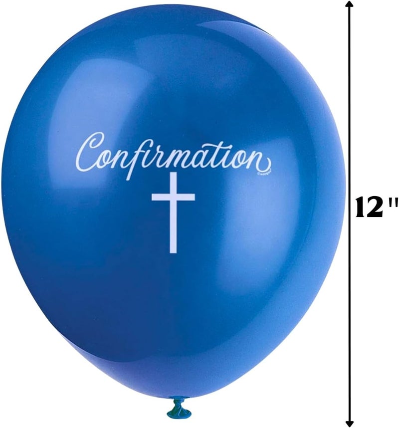 Unique Fancy Blue Cross Confirmation Latex Balloons  12 Pack of 8  Elegant Party Decor for a Blessed Celebration - Image 2