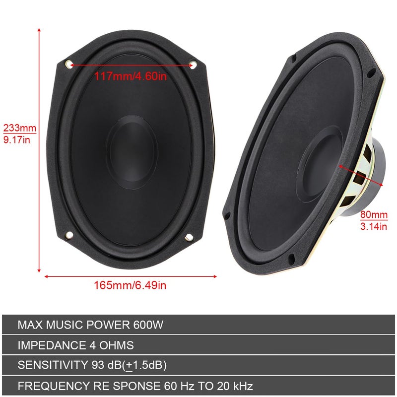 DriSentri 6x9 Inch 600W Car Coaxial Speaker Vehicle Door Auto Audio Music Stereo Full Range Frequency HiFi Speakers - Image 2