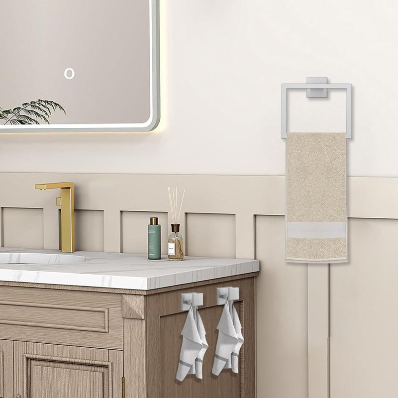 JOPOFI 5 Piece Bathroom Towel Bar Set - SUS304 Stainless Steel Bath Towel Holder, 15.7 Inch Towel Racks for Bathroom Wall Mounted, Bathroom Hardware Accessories Set - Brushed Nickel - Image 3