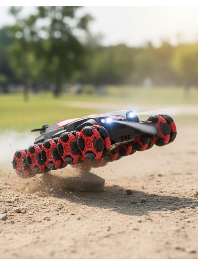 سمارتكس سيارة حركات بهلوانية تعمل بالتحكم عن بعد للأطفال بتردد 2.4 جيجاهرتز مع وظيفة الإضاءة ودوران 360 درجة فريدة من نوعها ذات 8 عجلات وتسلق وسيارة انجراف ورذاذ تدريب ذكي وجهاز تحكم عن بعد مع تأثير صوتي، لون أحمر - Image 3