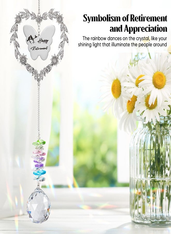 Elivida Retirement Gift Sun Catcher, Happy Retirement Gift for Women Men, Retirement 2025 Rainbow Maker for Coworker, Heart-Shaped Metal Wreath Design Ornament, Farewell Crystal Gift for Friends - Image 2