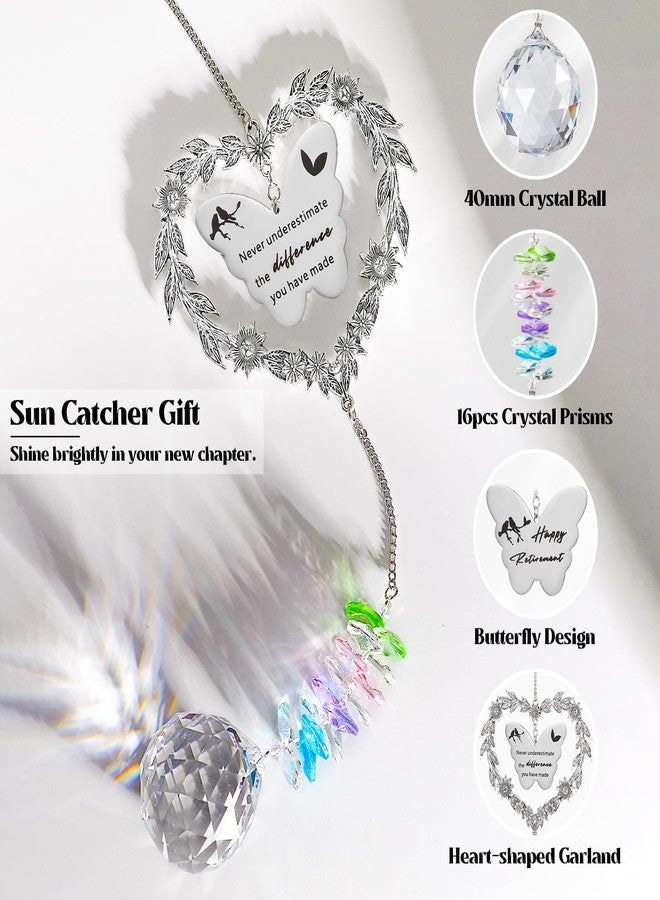 Elivida Retirement Gift Sun Catcher, Happy Retirement Gift for Women Men, Retirement 2025 Rainbow Maker for Coworker, Heart-Shaped Metal Wreath Design Ornament, Farewell Crystal Gift for Friends - Image 5