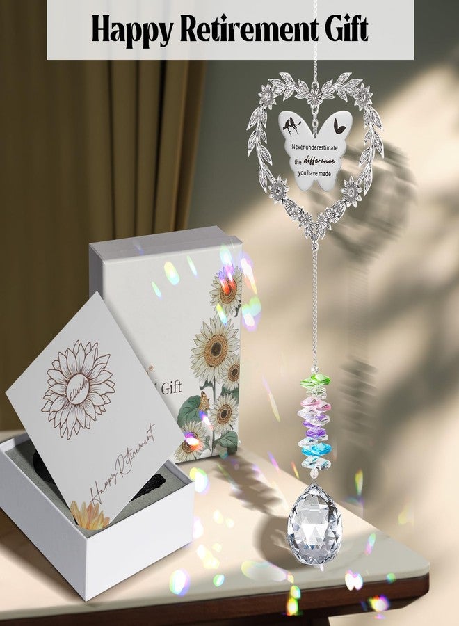 Elivida Retirement Gift Sun Catcher, Happy Retirement Gift for Women Men, Retirement 2025 Rainbow Maker for Coworker, Heart-Shaped Metal Wreath Design Ornament, Farewell Crystal Gift for Friends - Image 4