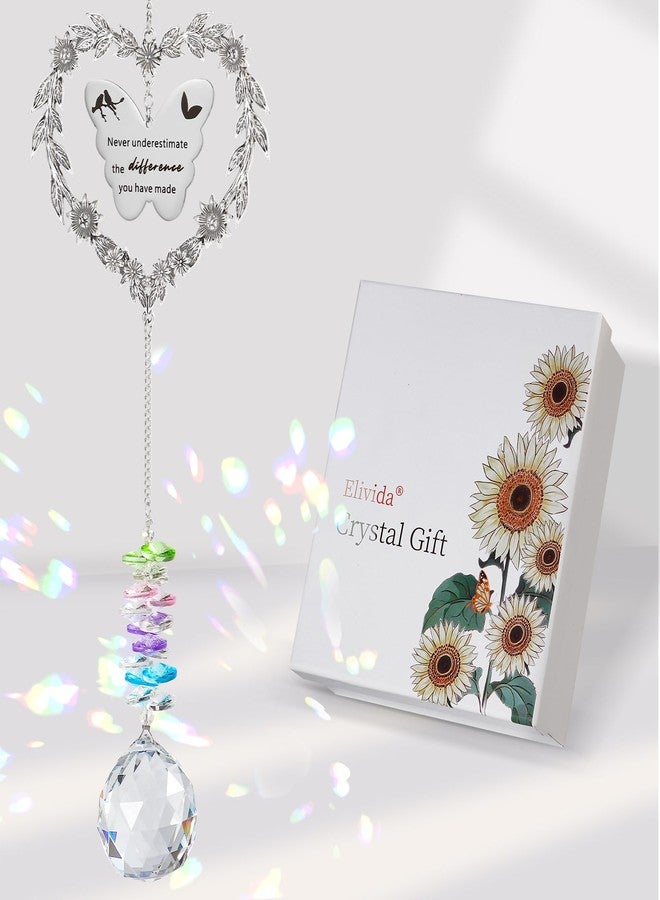 Elivida Retirement Gift Sun Catcher, Happy Retirement Gift for Women Men, Retirement 2025 Rainbow Maker for Coworker, Heart-Shaped Metal Wreath Design Ornament, Farewell Crystal Gift for Friends - Image 1