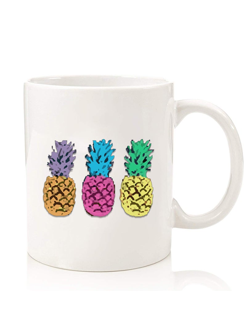Theodor Premium Quality Two Sided Printed Coffee Mug Tea Cup For Home Office, Kids Men Women pineapple - Image 1