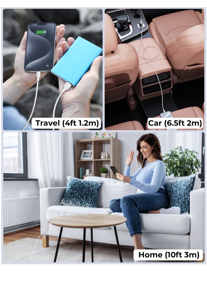 VOLTME - 60W USB Type A to Type C Fast Charging Cable 3M (10FT), Durable Silicone, Compatible with iPhone 16/15/15 Pro/15 Plus/15 Pro Max, iPad Mini 6/Pro 2022, MacBook Air, Samsung Galaxy S25/S24/S23, and All Type C Enabled Devices - Tangle-Free, Supports High-Speed ​​Data Transfer - White - Image 1