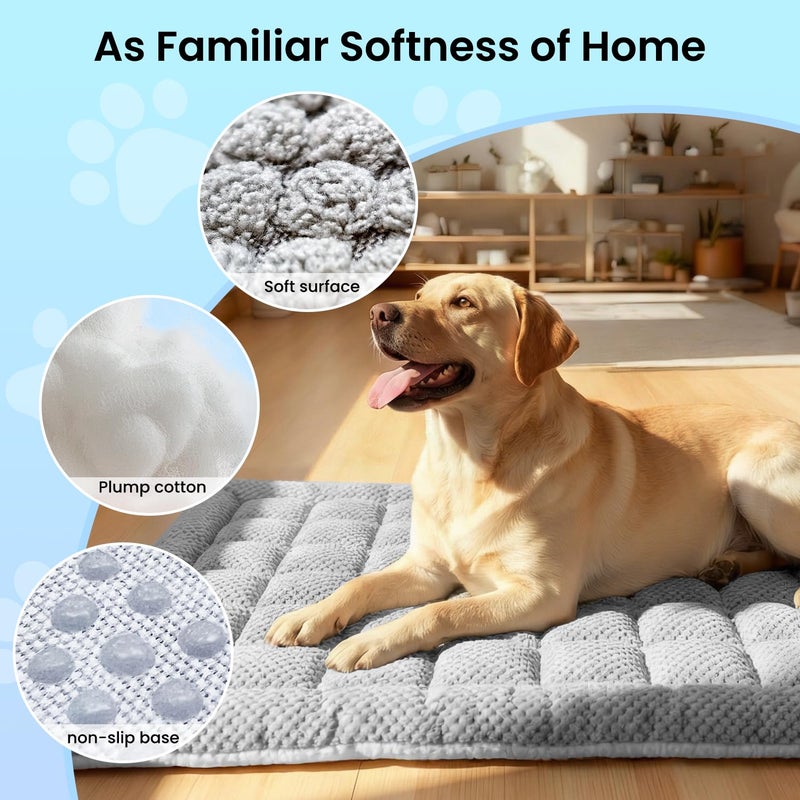 REEVAA Dog Bed Mat for Car Backseat [Extra-Thick & Chew-Resistant], Road Trip Bed to Fully Protect Dog's Safety, Fits Trucks/SUVs Back Seat Cover Extenders, Grey, 54x24x1.8 inch - Image 4