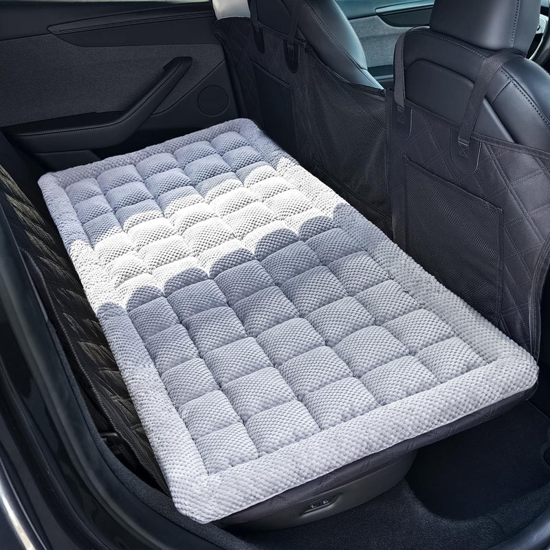 REEVAA Dog Bed Mat for Car Backseat [Extra-Thick & Chew-Resistant], Road Trip Bed to Fully Protect Dog's Safety, Fits Trucks/SUVs Back Seat Cover Extenders, Grey, 54x24x1.8 inch - Image 1