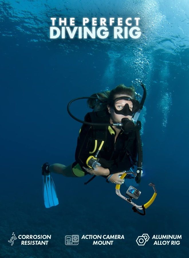 Movo GB-U80 Underwater Diving Rig with Cold Shoe Mounts, Strap - Compatible with GoPro Hero, HERO3, HERO4, HERO5, HERO6, HERO7, HERO8, HERO9, HERO10, Osmo Action - Scuba GoPro Accessory (XL Version) - Image 3