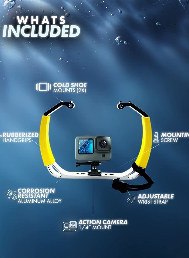 Movo GB-U80 Underwater Diving Rig with Cold Shoe Mounts, Strap - Compatible with GoPro Hero, HERO3, HERO4, HERO5, HERO6, HERO7, HERO8, HERO9, HERO10, Osmo Action - Scuba GoPro Accessory (XL Version) - Image 5
