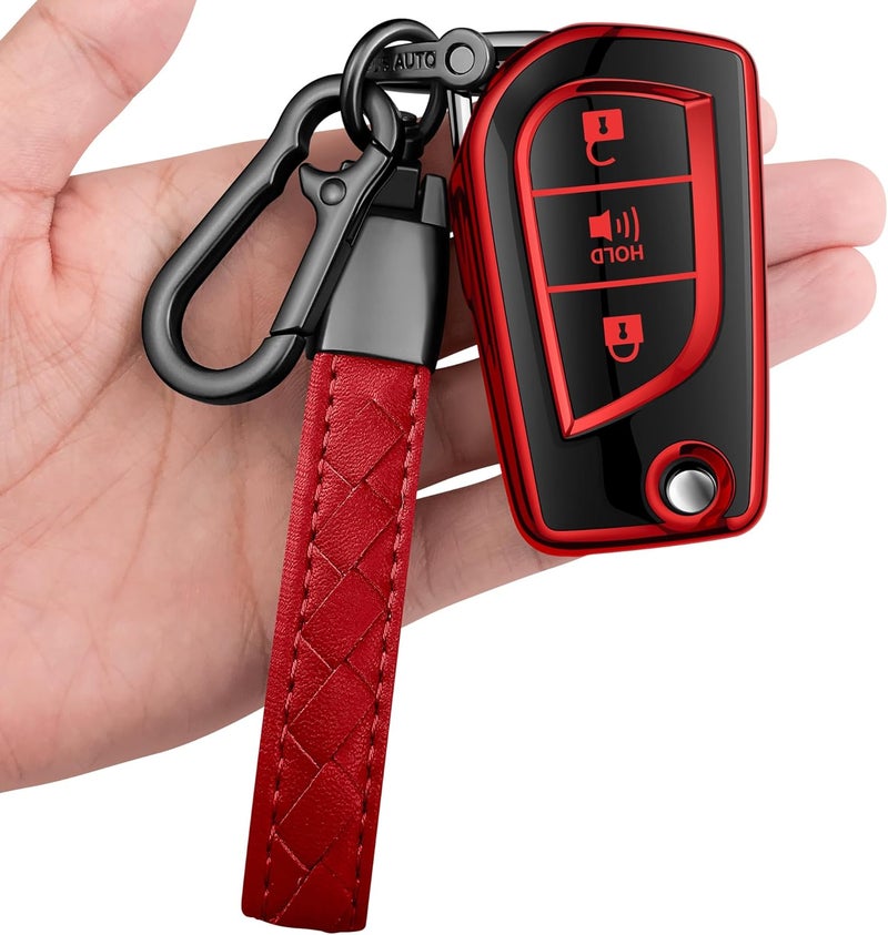 Sindeda Toyota Key Fob Cover with Keychain - Red - Image 1