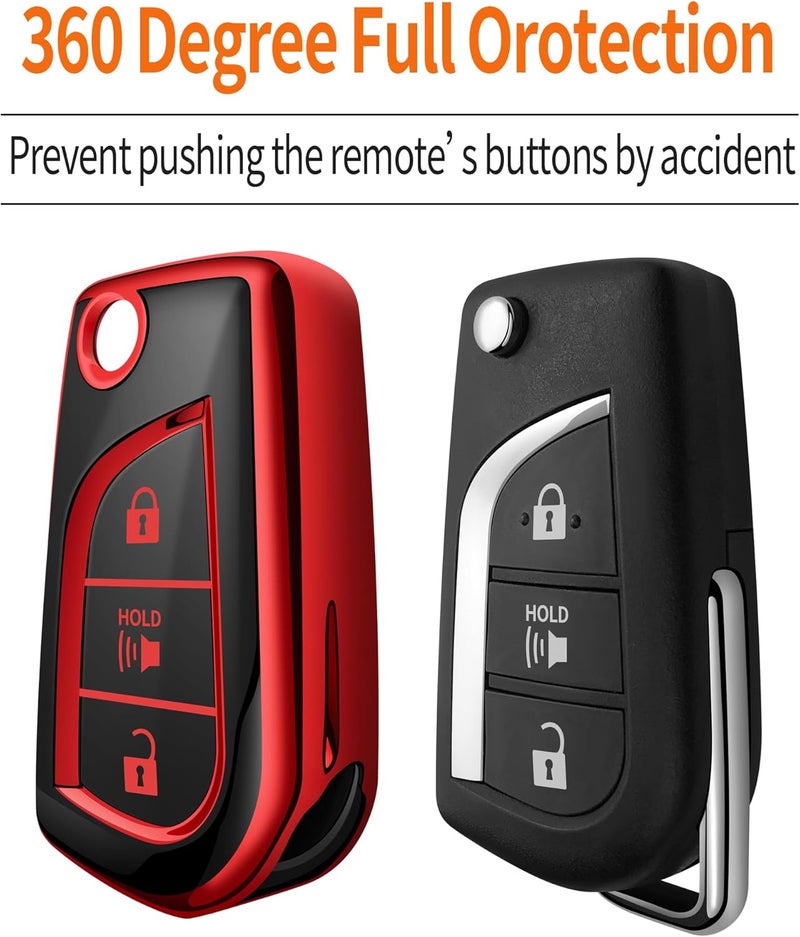 Sindeda Toyota Key Fob Cover with Keychain - Red - Image 4